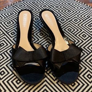 Black Camsso satin low heels